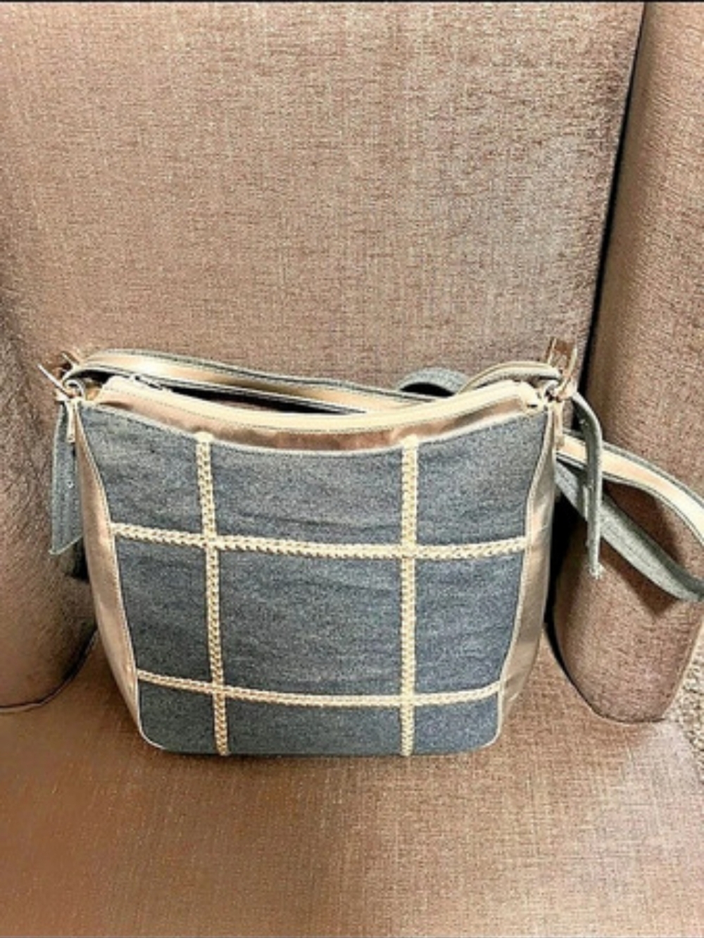 Warren Reed Plaid Crossbody Bag in Blue & Silver